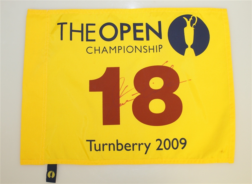 Stewart Cink Signed 2009 Open Championship at Turnberry Flag & Signed Golf Glove JSA ALOA