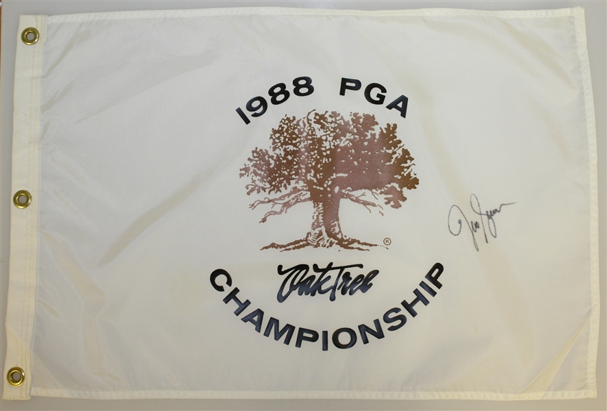 Jeff Sluman Signed 1988 PGA Championship at Oak Tree Flag & Signed Golf Glove JSA ALOA