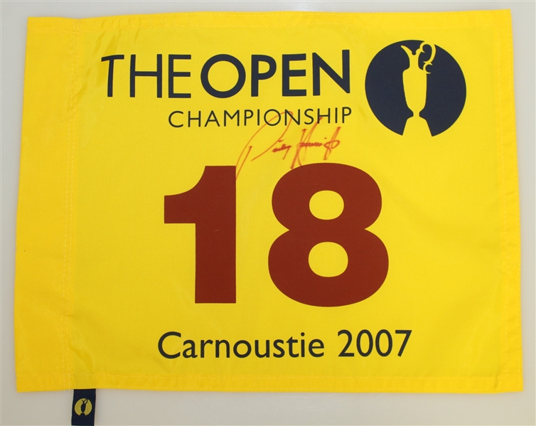 Padraig Harrington Signed 2007 Open Championship at Carnoustie Flag & Signed Golf Glove JSA ALOA