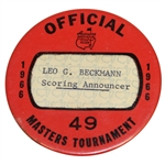 1966 Masters Tournament Officials Badge #49 - Leo Beckmann Scoring Announcer