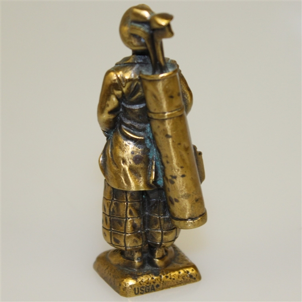 USGA Gold Colored Golfer Statuette with Bag and Clubs