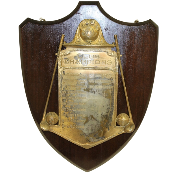 1921-1933 Club Champions Award Plaque - Roth Collection