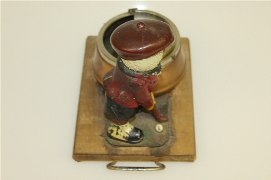 Vintage Dunlop Man with Ashtray on Wooden Plinth/Tray - Half-Lid Cover - Roth Collection