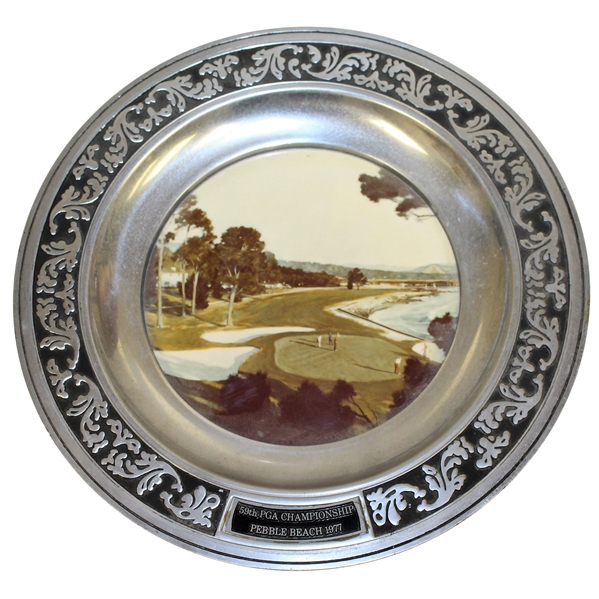 59th PGA Championship at Pebble Beach Commemorative Pewter Plate with Center Photo - 1977