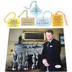 Tom Watson Signed 5 Claret Jugs Photo with 5 Open Tickets from Wins JSA #P82021