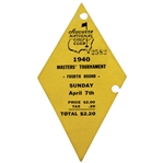1940 Masters Tournament Sunday 4th Round Ticket #2582