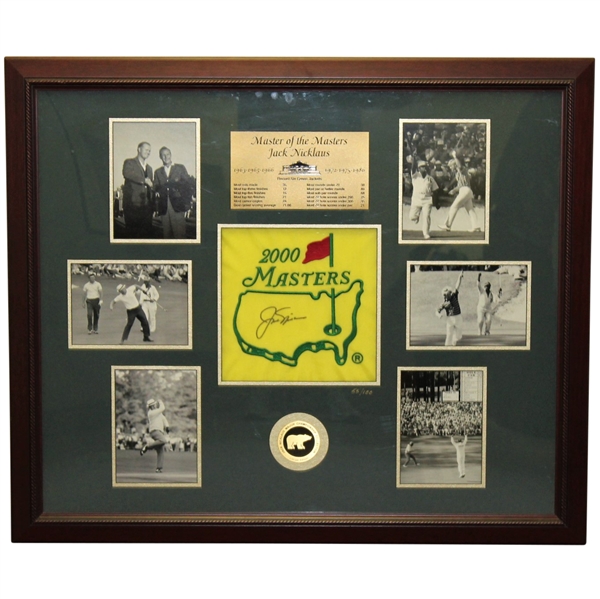 Jack Nicklaus Signed 2000 Flag Ltd Ed 'Master of the Masters' Photo Display 55/100 - Framed JSA ALOA