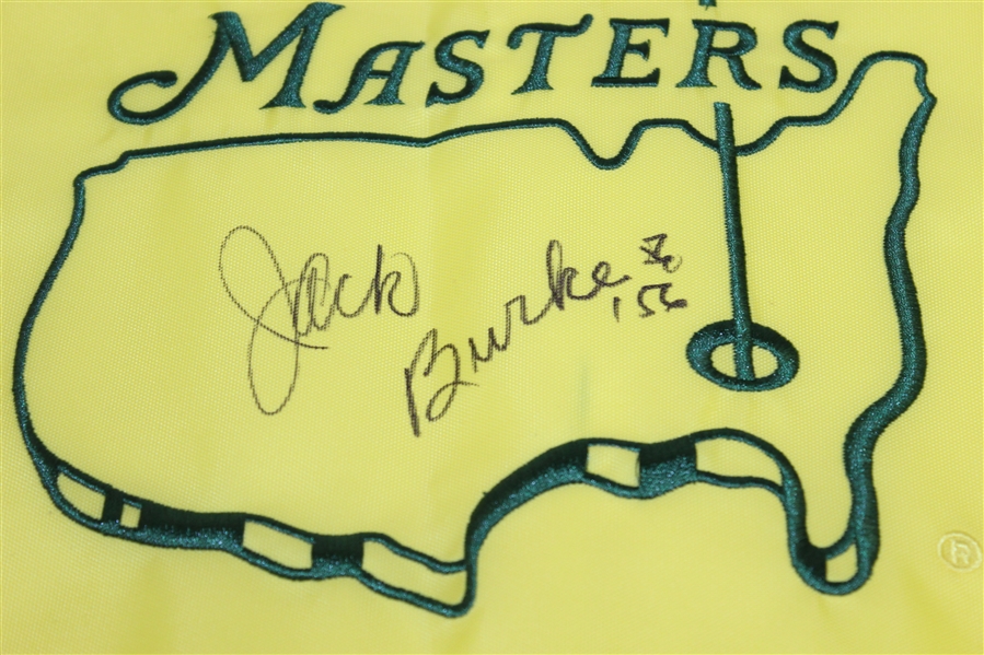 Jack Burke Signed Masters Undated Flag with Multiple Inscriptions - Year Won, Rd Score, & more JSA ALOA