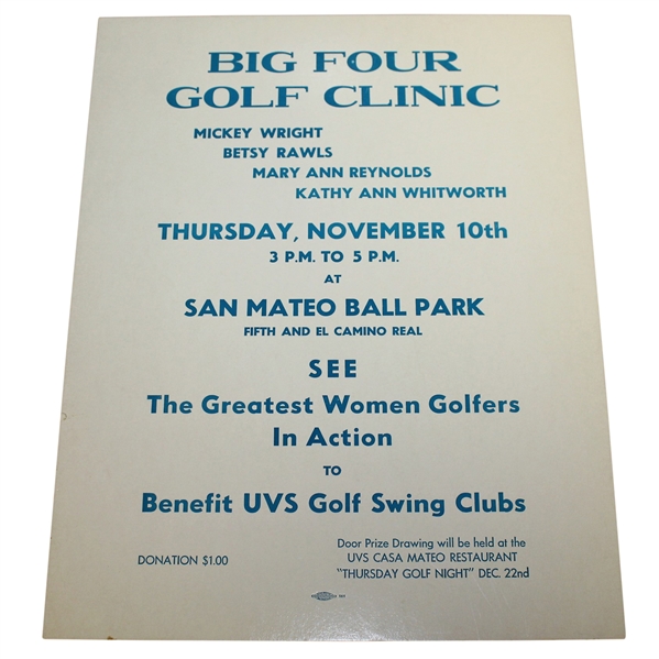 Broadside Advertising 'Big Four' Women's Golf Exhibition Clinic at San Mateo Ball Park