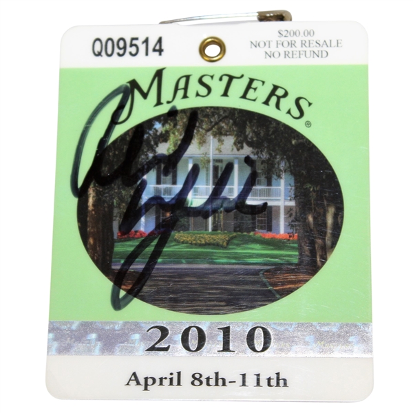 Phil Mickelson Signed 2010 Masters Series Badge #Q09514 JSA ALOA