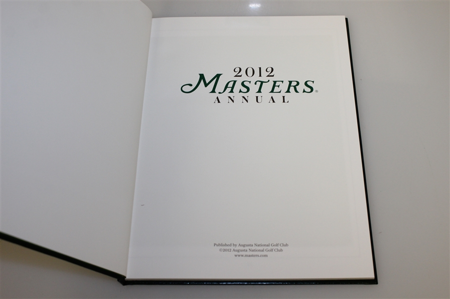 2012 Masters Tournament Annual Book - Bubba Watson Winner