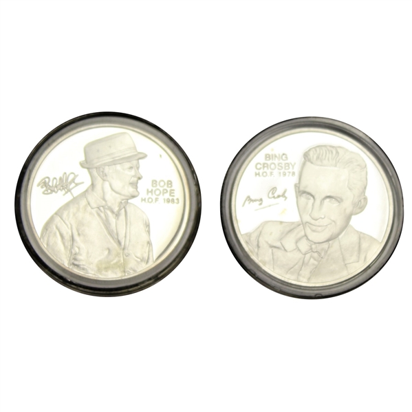 Bob Hope & Bing Crosby Fine Silver PGA Tour HOF Commemorative Medals with Certificates