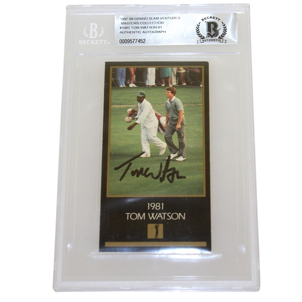 Tom Watson Signed Grand Slam Ventures Masters Collection Card - BECKETT Slabbed #9577452