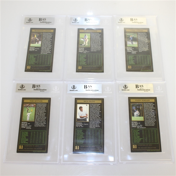 Six Signed Grand Slam Ventures Masters Collection Golf Cards - All are BECKETT Slabbed