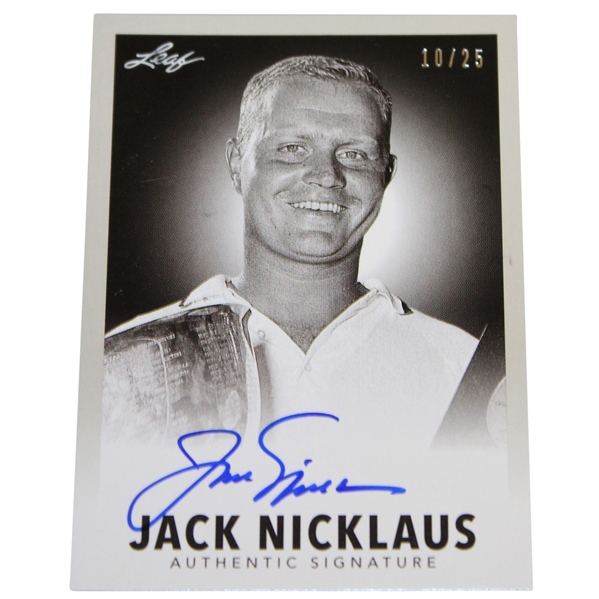 Jack Nicklaus Signed Leaf 'Authentic Signature 10/25 Golf Card JSA ALOA