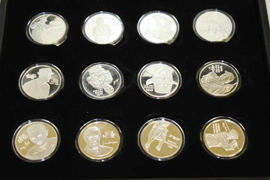 World Golf Hall of Fame One Troy Ounce Fine Silver Medals - Complete Set (24 coins) in Case