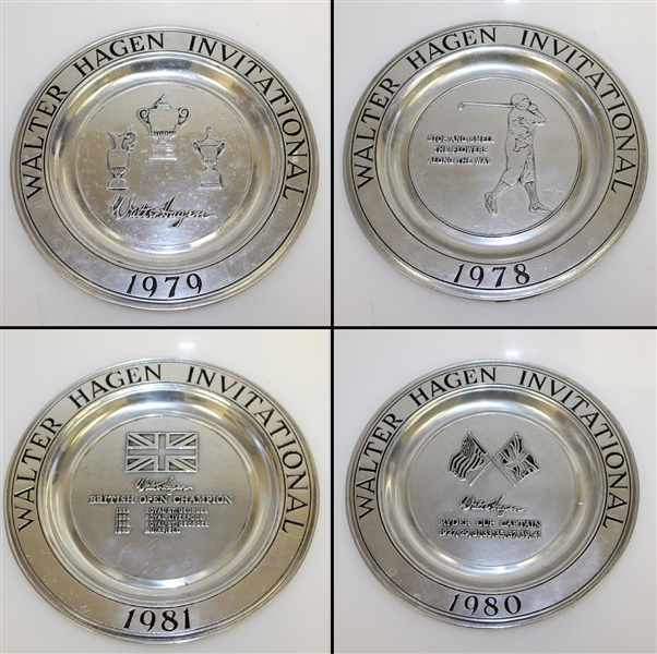 Four Walter Hagen Invitational Pewter Plates