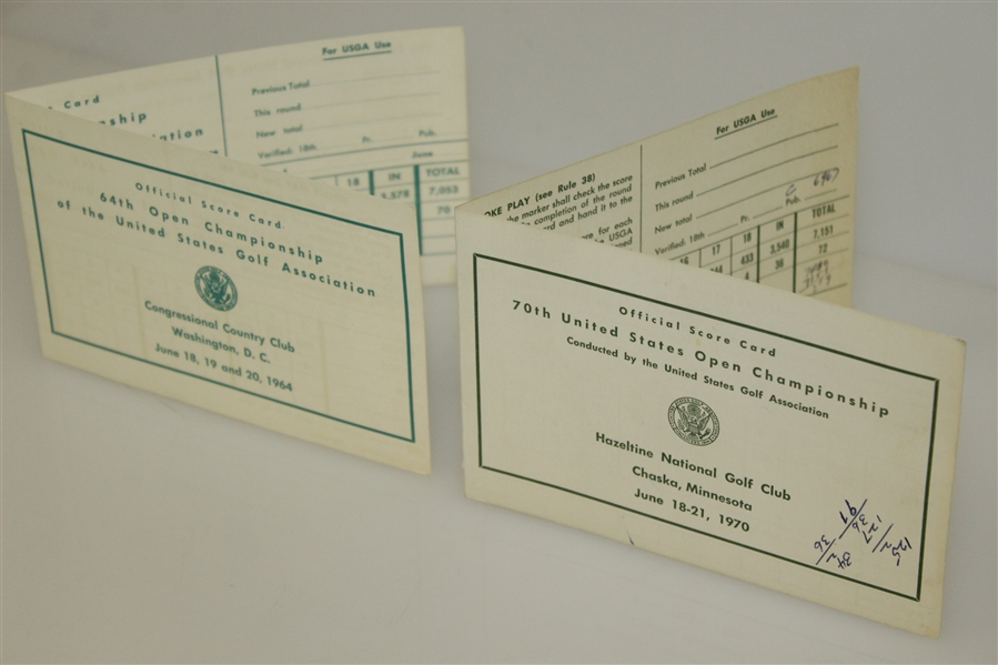 1964 US Open at Hazeltine & 1970 US Open at Congressional CC Official Scorecards