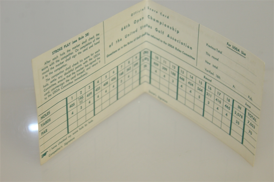 1964 US Open at Hazeltine & 1970 US Open at Congressional CC Official Scorecards