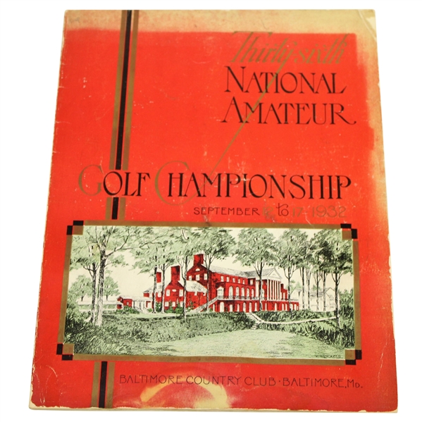 1932 US Amateur Championship at Baltimore CC Program - Ross Somerville Winner