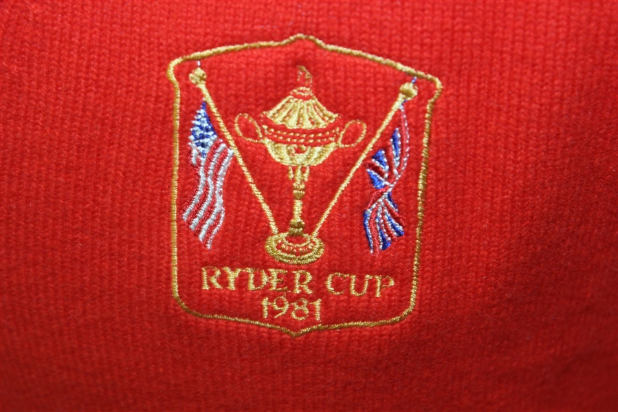 Ray Floyd's 1981 Ryder Cup USA Team Issued Cashmere V-Neck Red Uniform Sweater