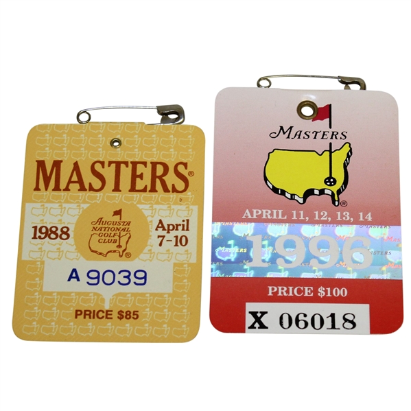 1988 & 1996 Masters Tournament Badges from Ray Floyd Collection