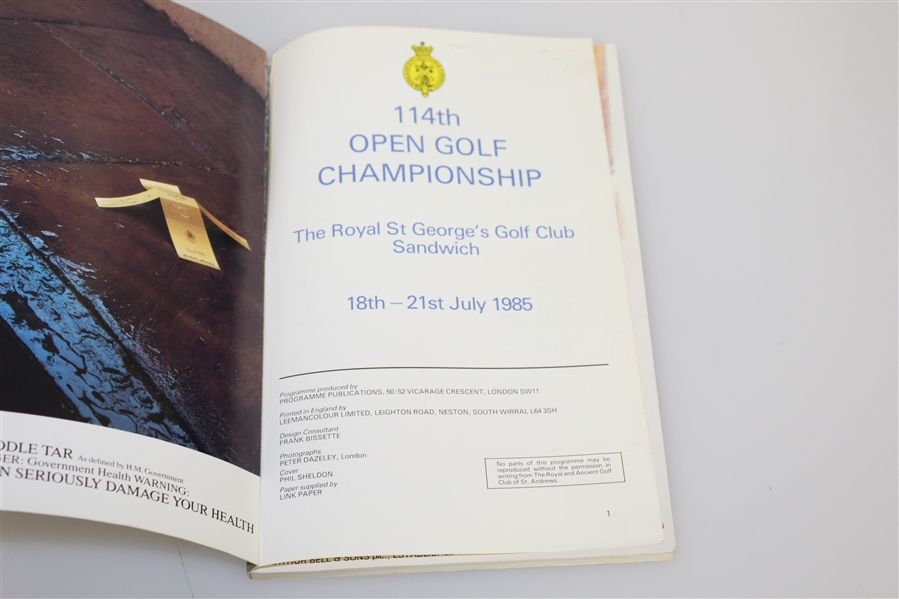 Sandy Lyle Signed 1985 OPEN Championship Program with Pairing Sheet JSA ALOA