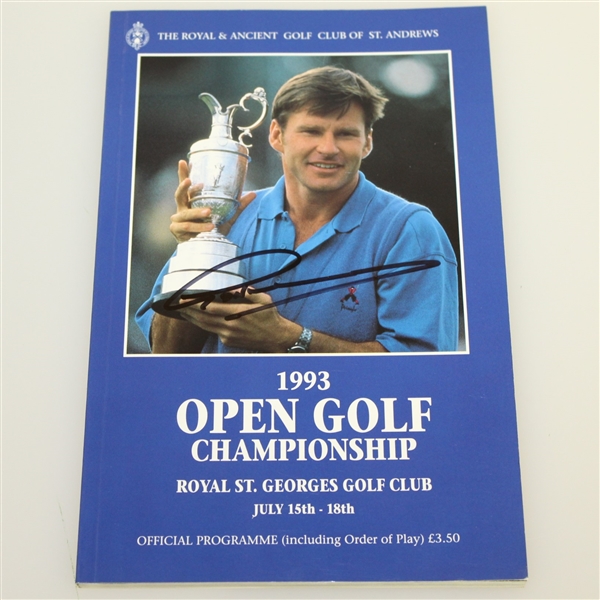 Greg Norman Signed 1993 OPEN Championship Program with Two Pairing Sheets JSA ALOA