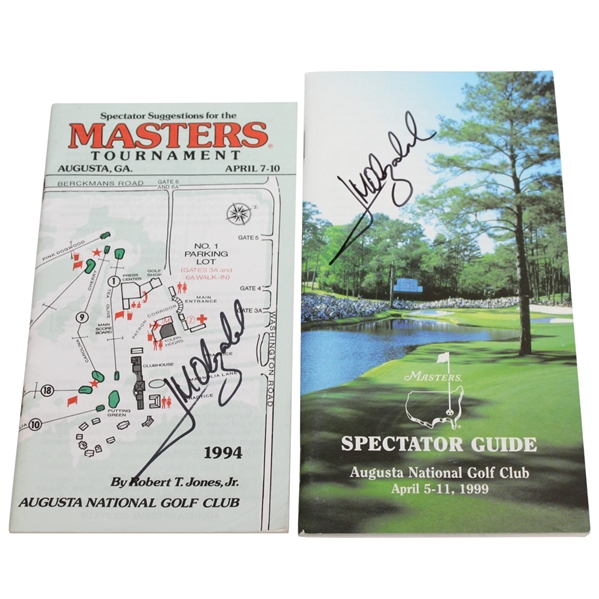Jose Maria Olazabal Signed 1994 & 1999 Masters Tournament Spectator Guides JSA ALOA