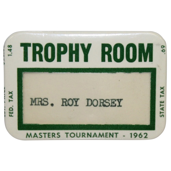1962 Masters Tournament Trophy Room Badge - Arnold Palmer Winner