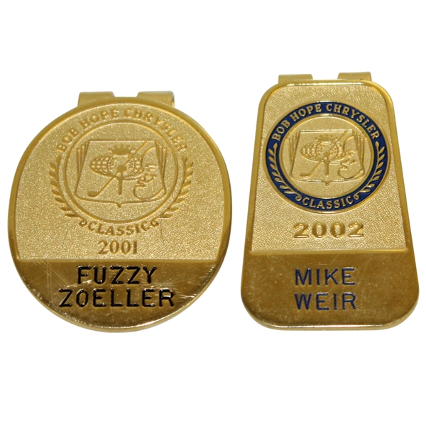 Fuzzy Zoeller (2001) & Mike Weir (2002) Bob Hope Chrysler Classic Contestant Badges