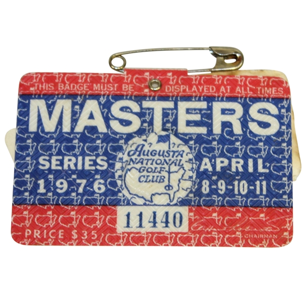 1976 Masters Tournament Badge #11440 - Ray Floyd Winner