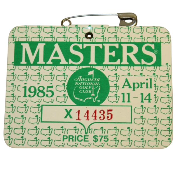 1985 Masters Tournament Badge #X14435 - Bernhard Langer Winner