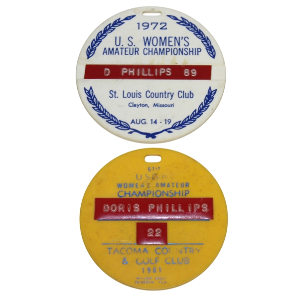 1961 & 1972 US Women's Amateur Championship Bag tags - Doris Phillips