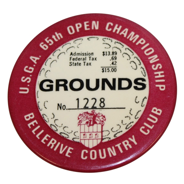 1965 US Open Championship at Bellerive Country Club Grounds Badge #1228