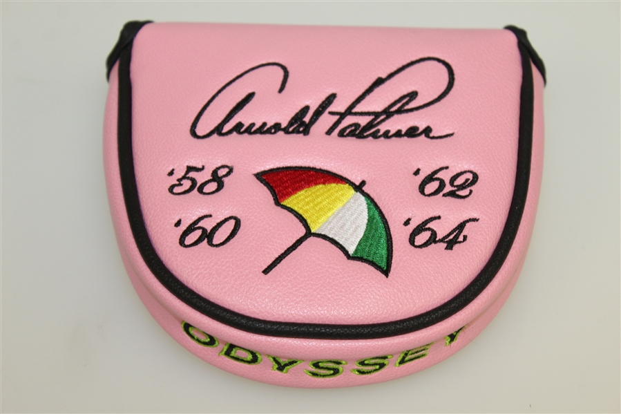 Arnold Palmer Bay Hill Pink Mallet Putter Cover with Years of Masters Victories - Odyssey