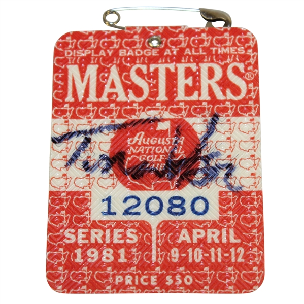 Tom Watson Signed 1981 Masters Series Badge #12080 PSA/DNA #I57731