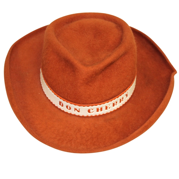 Don Cherry's Personal Burnt Orange 'Hook Em' Beaver 100 Texas Hatters Custom Hat