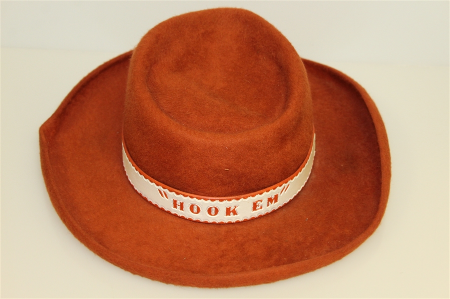 Don Cherry's Personal Burnt Orange 'Hook Em' Beaver 100 Texas Hatters Custom Hat
