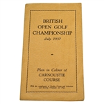 1937 British Open Golf Championship Plan in Colour of Carnoustie Course Pamphlet