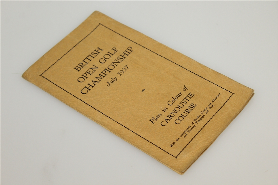 1937 British Open Golf Championship Plan in Colour of Carnoustie Course Pamphlet