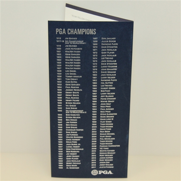 2018 PGA Champions Dinner Menu - 100th PGA Championship - Bellerive