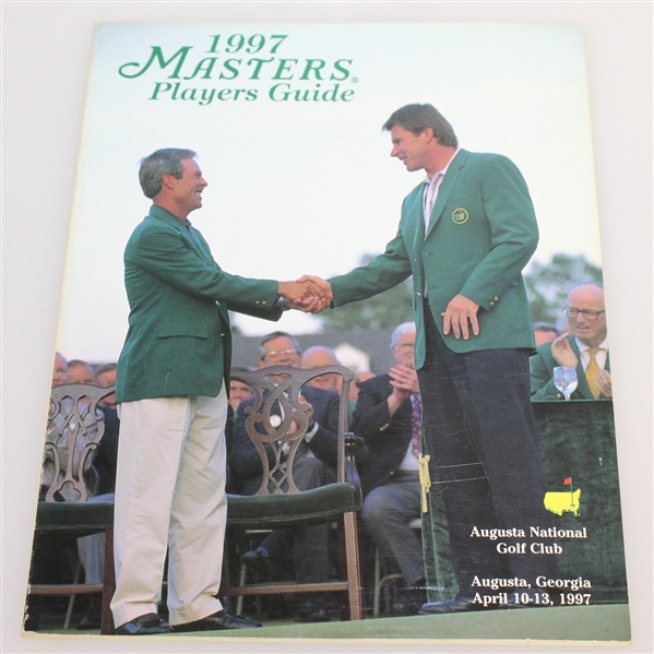 Tiger Woods Signed 1997 Masters Journal with Media Badge, Players Guide, & Media Guide JSA FULL #Z93120