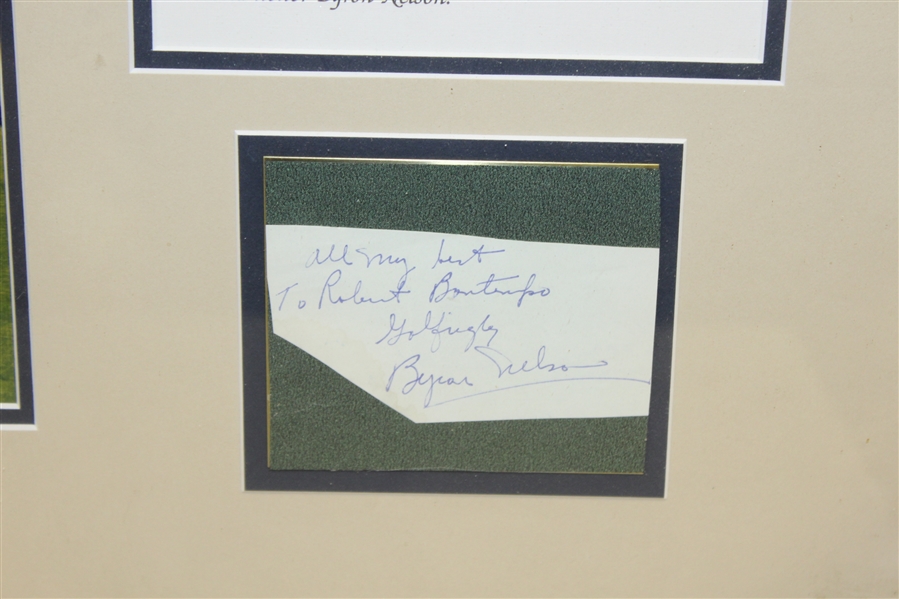 Byron Nelson Signed Cut in 50th Anniversary 11 in a Row Print Display - Framed JSA ALOA