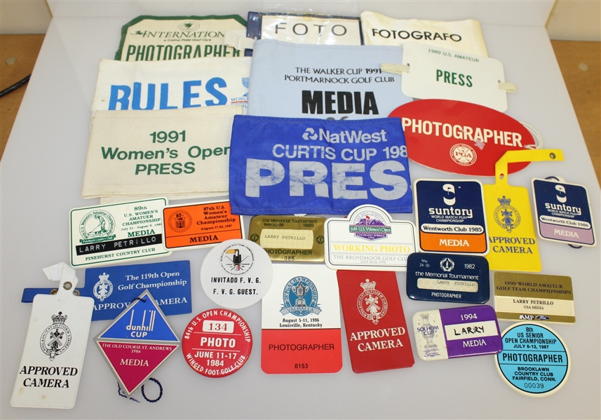Assorted Press and Photographer Tickets, Badges, and Armbands - 50 Items Incl Masters, US Open, PGA Champ, and More
