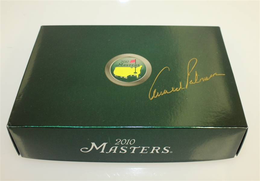 Arnold Palmer Signed 2010 Masters Logo Golf Ball Box with Sleeves JSA ALOA