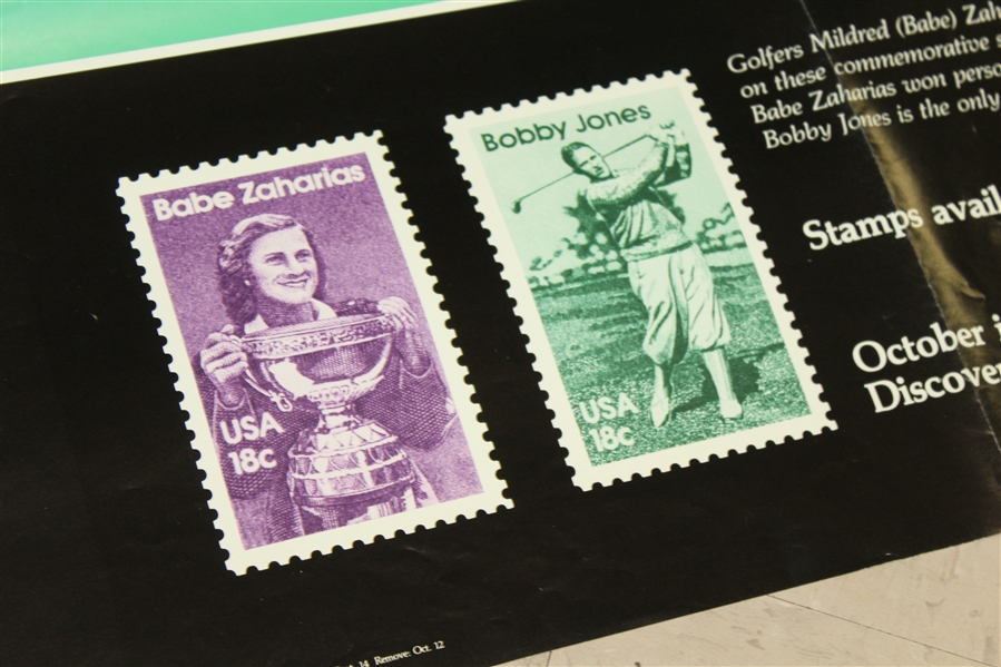 Bobby Jones & Babe Zaharias Unused Sheets of Stamps with Poster