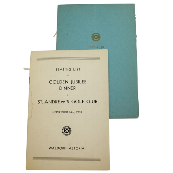 1938 St. Andrews Golden Jubilee Anniversary Banquet Program & Dinner Menu