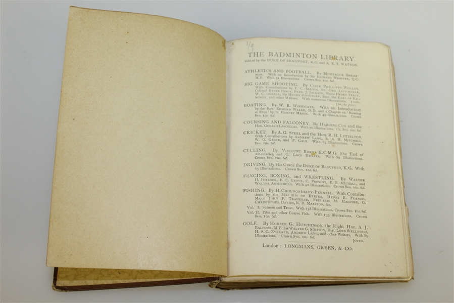 1893 'The Badminton Library' Book by Horace G. Hutchinson - Roth Collection