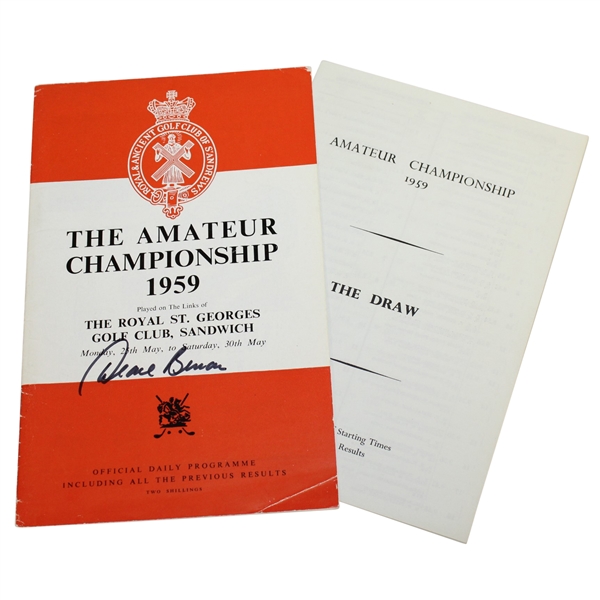 Deane Beman Signed 1959 British Amateur at Royal St. George's Program with Draw Sheet JSA ALOA
